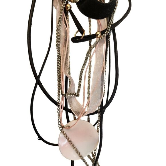 Layered Multistrand Necklace Set With Heart & Floral Pendant Choker to 18" Lengt - Picture 11 of 14